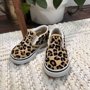 Vans Kids Tan and Black Leopard Sneakers